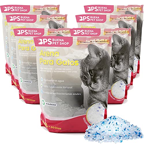 BPS 30.4 L Arena de Sílice para Gatos Arena Blanco Fresco Mascotas Cat Litter 4 Tamaños 3.8L/7.6L/15.2L/30.4L para Elegir (30.4 L) BPS-3200 * 8