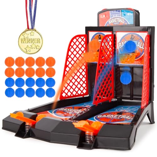 AMOR PRESENT 28PCS Tabletop Basketball Game Set, Desktop Basketball Game Basketball Shooting Game Toy for Boys Girls Adults, Christmas Stocking Stuffers, White Elephant Gifts