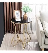 ENIQE STORE Simple Modern Bedside Side Table with Farmhouse Accent Coffee Table, Engineer Top Met...