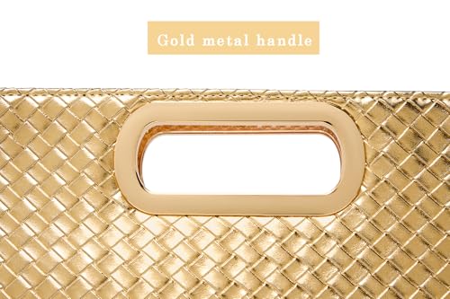 Image of Women's Woven Evening Bag Casual Leather Shoulder Handbag Fashion Clutch Purse