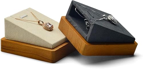 Vista 3 de Papten Soporte de exhibición de collar Soporte de joyería de madera maciza Colgante Organizador de pendientes Exhibición de avión triangular (gris)