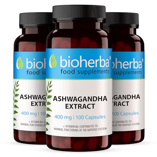 Ashwagandha Extracto Forte 400 mg - Para Alivio Natural del Estrés y la Ansiedad 300 Cápsulas BIOHERBA