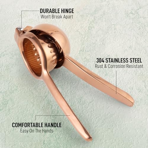 Image of Zulay Kitchen Lemon Squeezer Stainless Steel - Premium Quality, Heavy Duty Solid Metal Squeezer Bowl - Large Manual Citrus Press Juicer and Lime Squeezer Stainless Steel - Rose Gold
