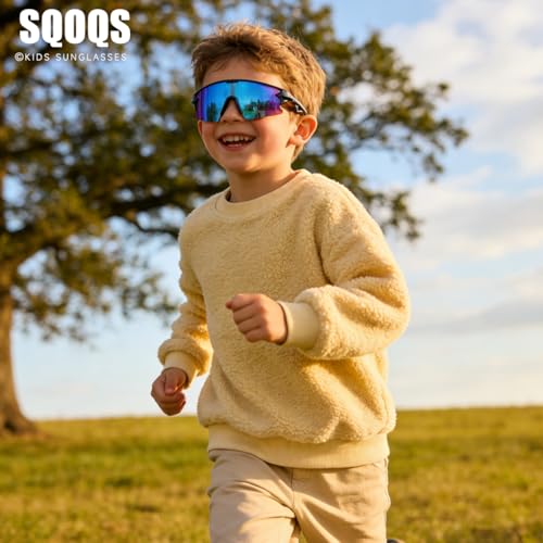 SQOQS Kids Sports Baseball Sunglasses UV400 Softball Sun Glasses Ages 3-14 - image 2