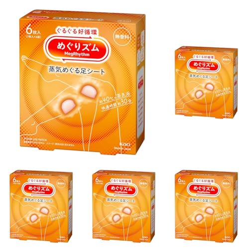めぐりズム蒸気でじんわり 足シート 無香料 6枚入 (× 5)の商品画像（Amazon）