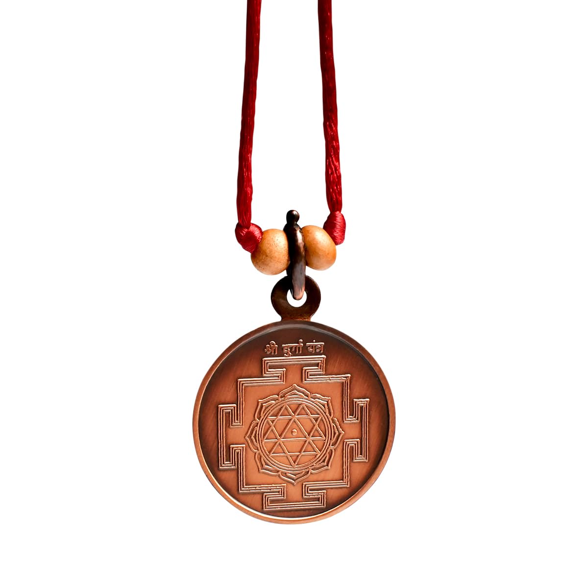 Rudra Centre Durga Yantra Locket - Copper, Medium, Metal, No Gemstone