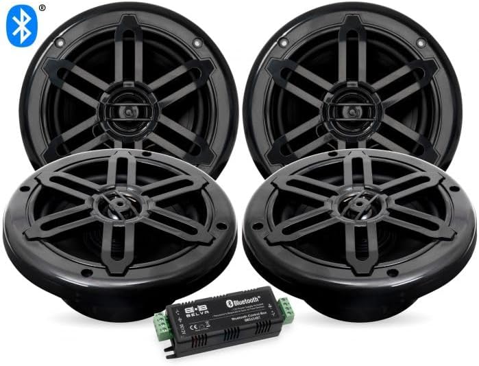 Miniatura 8 de BELVA BMS654BT Amplificador Bluetooth de 4 canales pico de 1000 W con cuatro altavoces marinos coaxiales de 2 vías de 6.5 pulgadas para