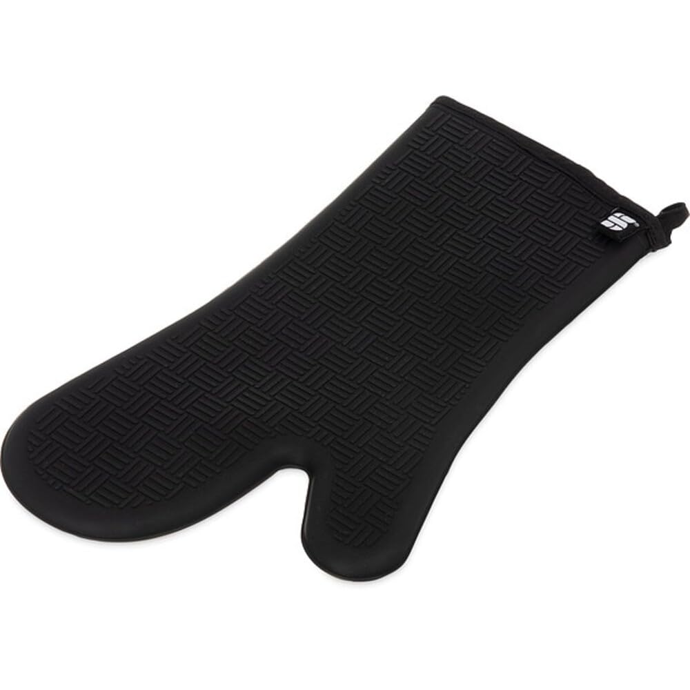 San Jamar Conventional Style / 15" Length / Black Oven Mitts