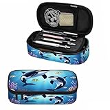 Xuwenz Blue Whales Pencil Case Sea Fish Dolphin Coral Reefs Tropical Fish Marine Pencil Bag Pen Markers Pouch Holder Organizer for Boy Girl School Students