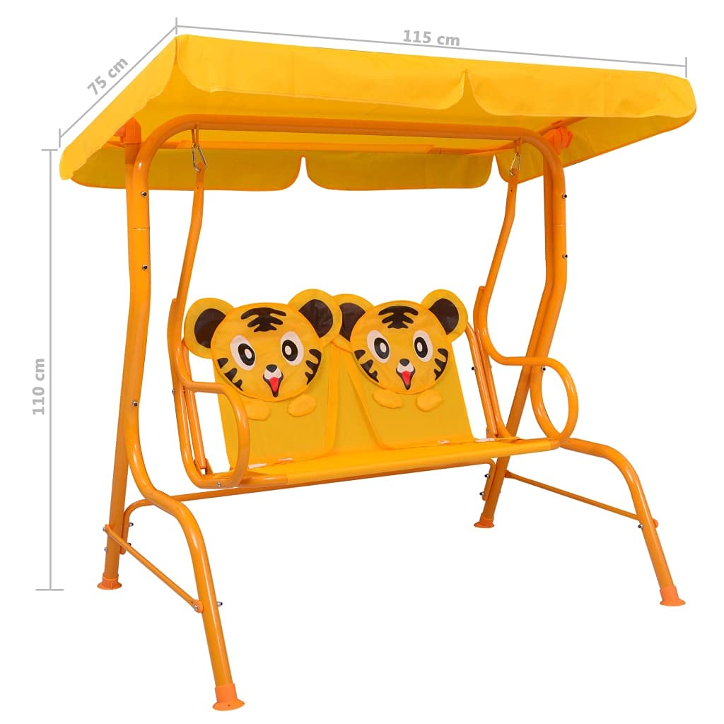 vidaXL D&S Vertriebs Dziecięca huśtawka z tkaniny żółtej 115 x 75 x 110 cm