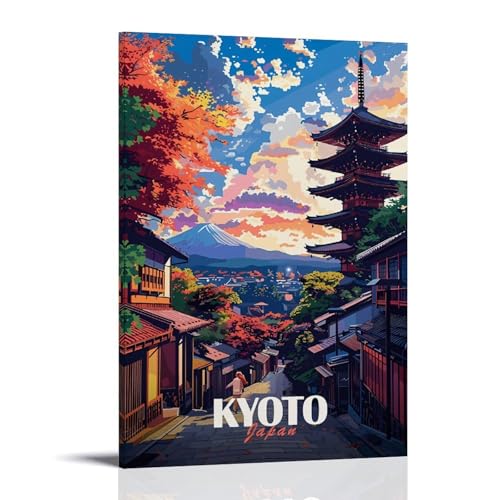ouweri Kyoto Japan-Vintage-Reise-Poster, Bild, Druck, Leinwand, Wandfarbe, Kunstdekoration, moderne Wohnkunstwerke, Idee, 20 x 30 cm