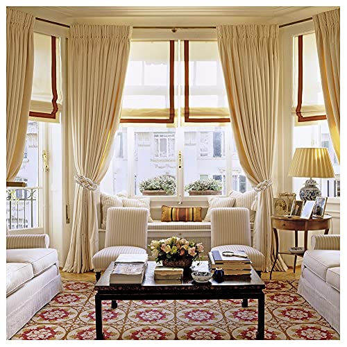 Maltose [2 Pack] Magnetic Curtain Tiebacks Convenient Drape Tie Backs - 2 Colors Weave Rope Knot Decorative Window Treatment Holdback Holder For Home Office Cafe(Gold White) #TOP6