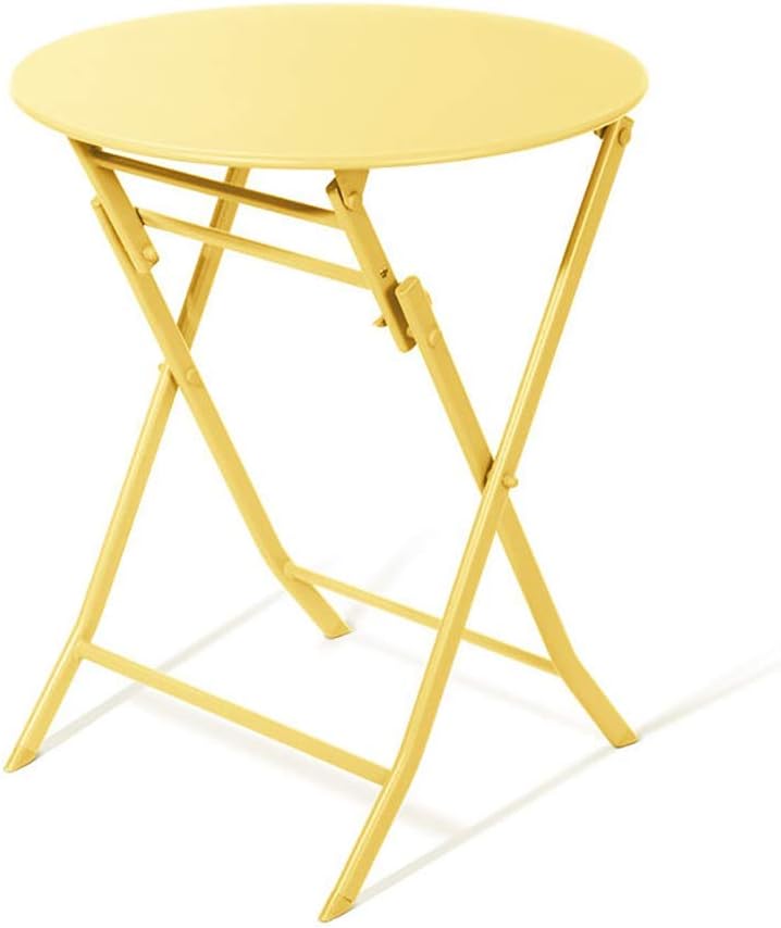 SH-tables Folding Table, Wrought-Iron Round Table, for Outdoor/Balcony/Garden Portable Afternoon Tea Table, Φ60cm/23.6inx71cm/28in A Small Dining Table，Coffee Table (Color : C)