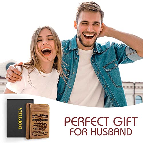 Doptika Anniversary, Fathers Day, Birthday Gifts For Husband From Wife, Credit Card Holder For Men, Husband Birthday Gift Ideas, Engraved Leather Front Pocket Wallets For Men, Rfid Wallet For Men #TOP1