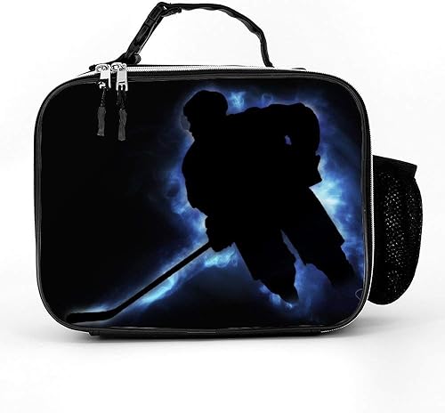 Aeoiba Fiambrera para jugador de hockey sobre hielo con forro acolchado, amplia bolsa de almuerzo aislada, duradera térmica para niños, hombres,