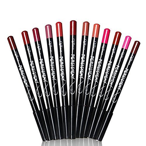 12PCs Lip Liner Pencil Waterproof Smooth Matte and Longlasting Retro Red and Pink Lipliner Pen Set