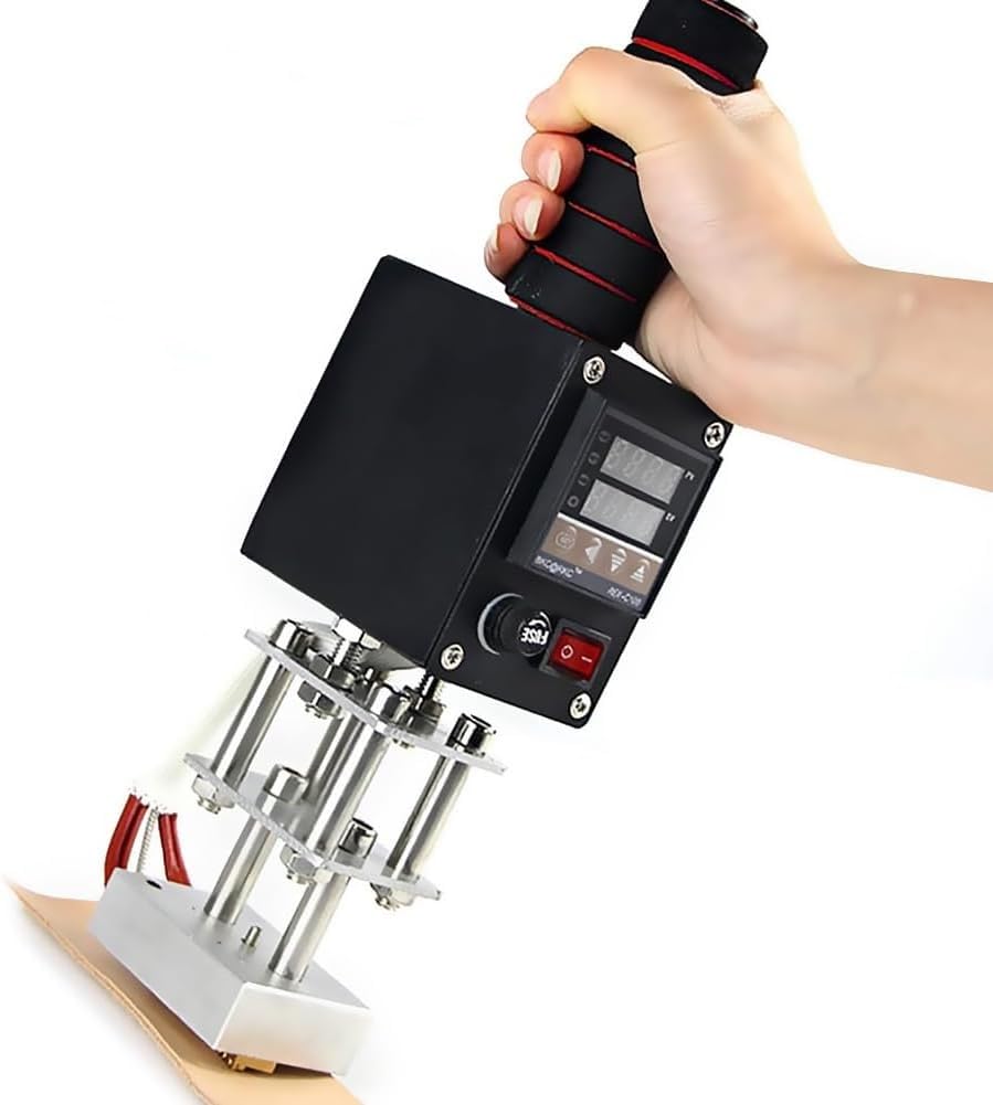 Máquina de estampado de cuero con control digital de temperatura de hasta 400 °C, placa de calefacción de cobre puro, perfecta para cuero, tarjetas de madera, logotipo en relieve