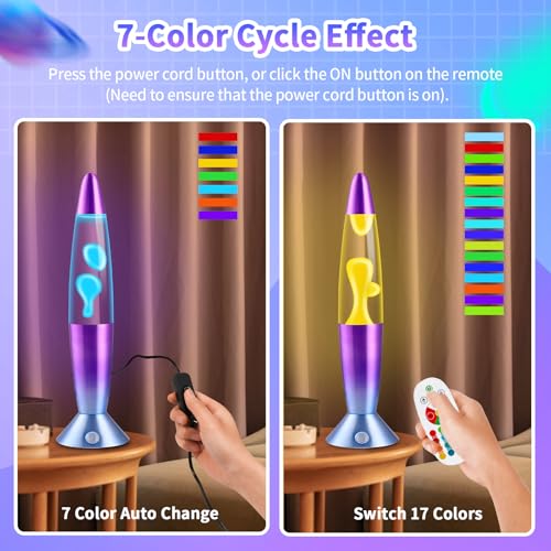 Image of Liquid Motion Lamps with Remote, 17 Colors Changing Night Light 13.5 Inch RGB LED Table Lamp Relaxing Lamp for Kids Adults, LED Night Lights Lamp for Home Decor Christmas,White Wax Purple Base