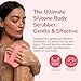 SILKLE Silicone Body Scrubber – Gentle Exfoliating Shower Scrubber for Body & Bath, Silicone Shower Brush & Loofah Alternative – Non-Slip Silicone Body Brush, Quick Dry, Hygienic - Pink