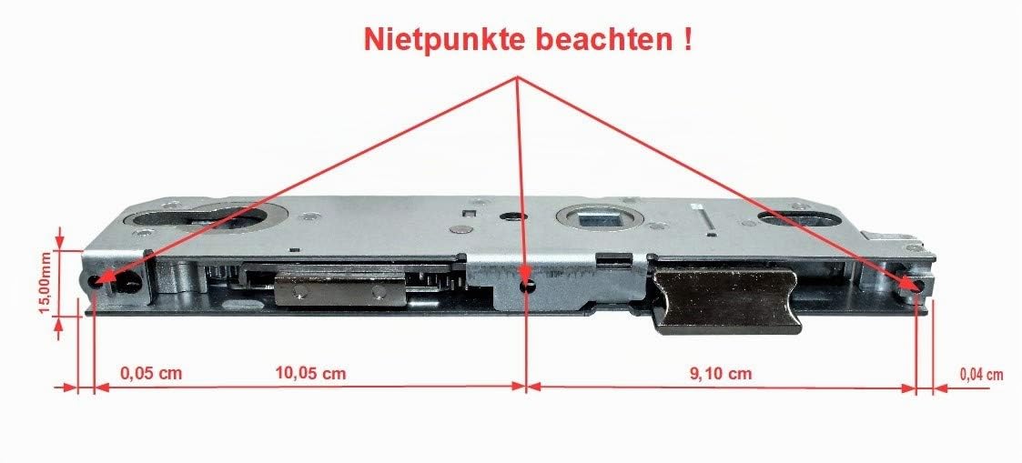 KFV Reparatur Schlosskasten Hauptschloss AS 9050 mit Riegel, Dornmaß: 30mm (27mm) / Entfernung 92mm, incl. SN-TEC Montagematerial zum Schrauben und Nieten & SN-TEC Montageanleitung