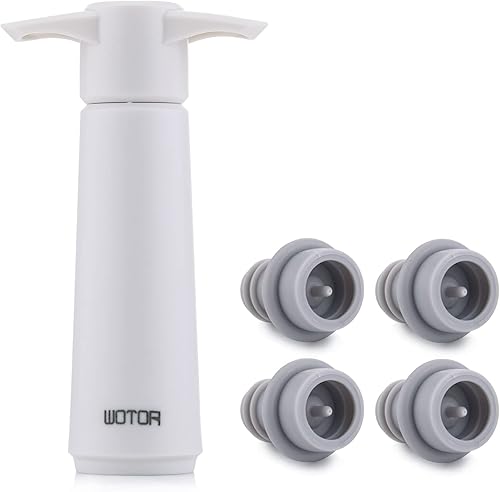 WOTOR Ahorro de vino con 4 tapones al vacío tapón de vino conservador de vino sellador de botellas reutilizable que mantiene el vino fresco blanco
