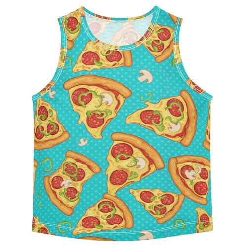J JOYSAY Pizza Mushrooms Peppers Boys Tank Top Sleeveless Muscle Shirts Quick Dry Sport Active Workout Kids T-Shirts 3-15T