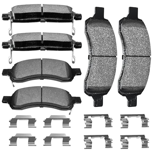 Image of Brake Pads Front and Rear Compatible with Chevy SSR Trailblazer EXT Traverse, Buick Enclave Rainier, GMC Acadia Envoy XL, Isuze Ascender, Saab 9-7X Brake Pads Semi-Metallic D1169-8282 D883
