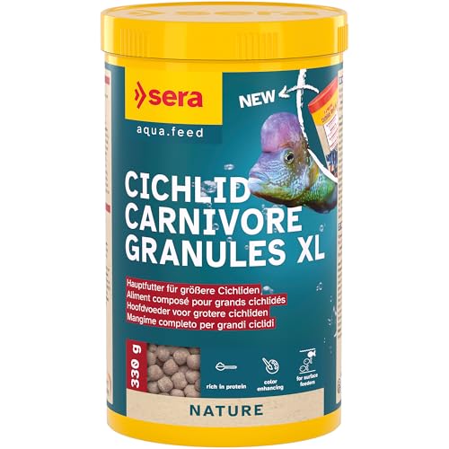 sera Cichlid Carnivore Granules XL 1.000 ml (330 g) | Hauptfutter für große Carnivore Cichliden | schwimmendes Granulat mit viel Protein & Omega-Fettsäuren | fördert Farben & Vitalität