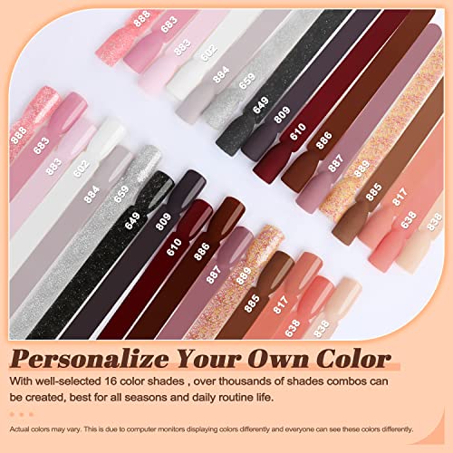 Lavender Violets 20 Pcs Dip Powder Nail Kit Starter - 16 Colors Dipping Powder Liquid Set With Base Top Coat, Activator And Brush Saver For Home Salon Nail Art Design M960 #TOP1