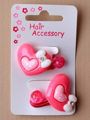 2 Girls Pink Heart Hair Bobbles IN9917
