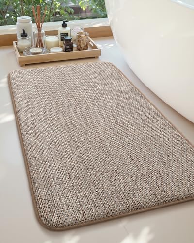 COLOR&GEOMETRY 60x90 cm Badezimmerteppiche, laminierter Memory Foam, rutschfeste Rückseite, Super Saugfähige Badematten für Badezimmer, Dusche, Waschbar, Grau-Khaki (Rollenverpackung)