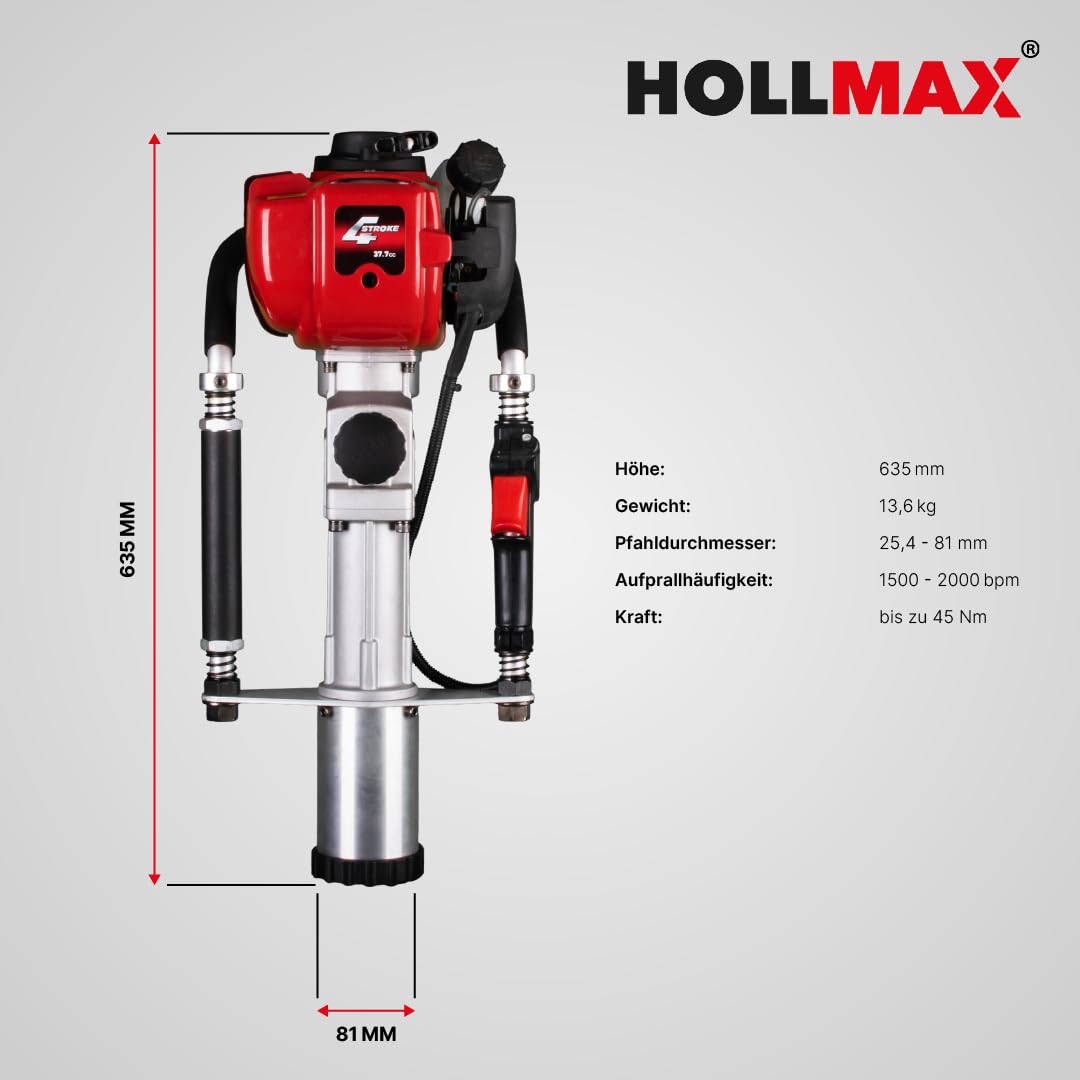 Motor-Pfahlramme/Pfostentreiber HM80 4-Takt (37 ccm) für Durchmesser bis zu 81 mm