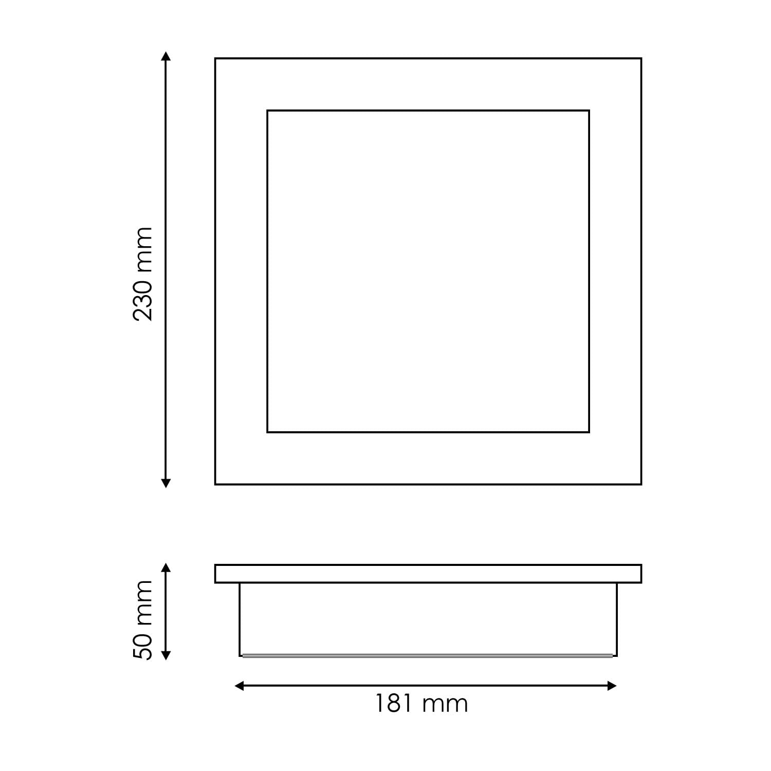 ONSSI LED-Deckeneinbauleuchte 30W 3300lm,Quadratisch 230x230 mm,(CCT-Änderung in Weiß-Neutral-Warm), vertiefter weißer Rahmen