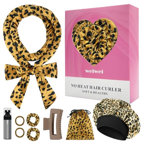 weiwei Fascia arricciacapelli senza calore, 177,8 cm, morbidi bigodini per dormire durante la notte, bigodini per capelli, senza avvolgimento termico, per donne a onde lunghe, set di 9 pezzi (oro