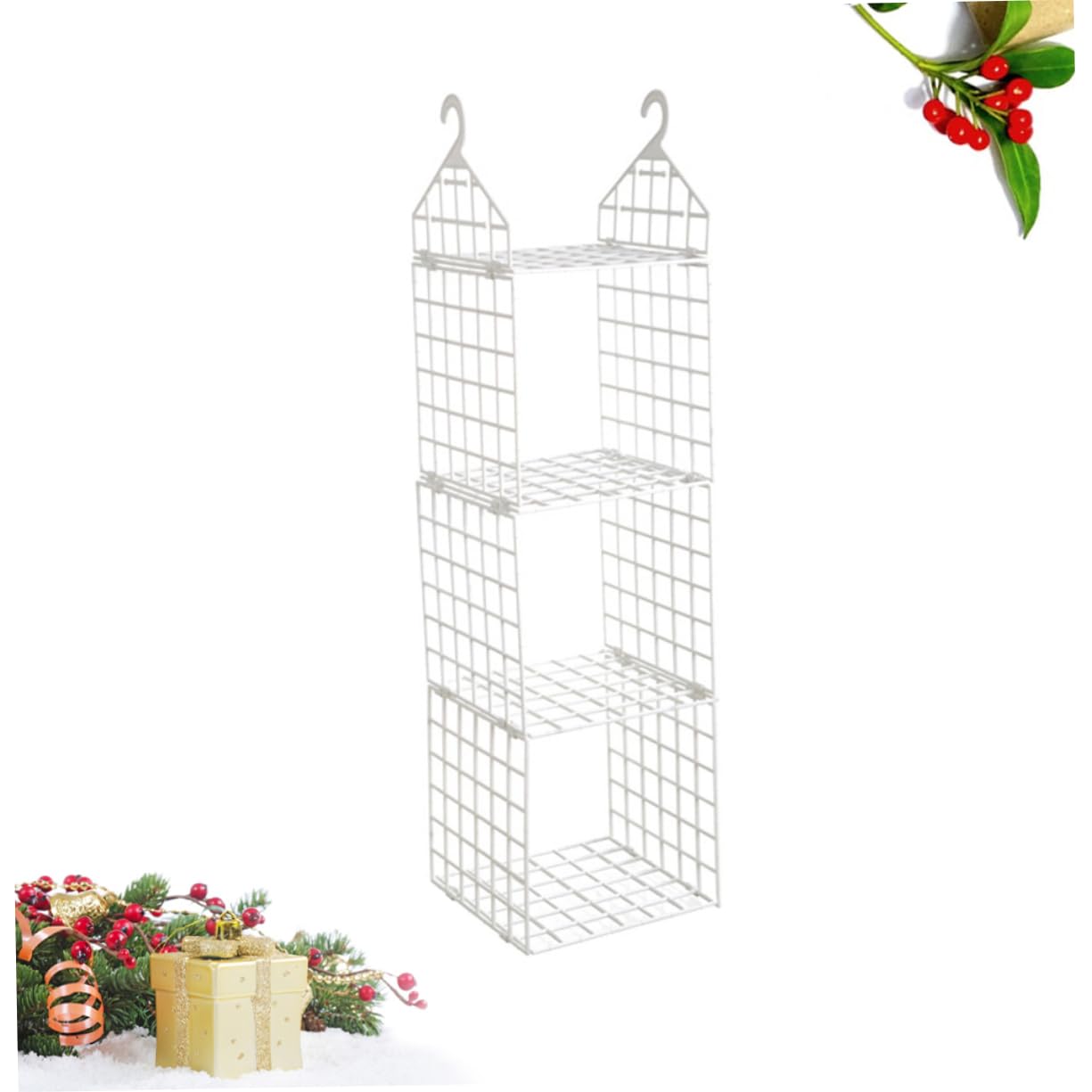 MAGICLULU Hängender Kleiderschrank Organizer, Dreilagig, Faltbar, Pp, Weiß | Pyjamas und Kleidung, mit Haken, Belüftet, Breite Öffnung, Einfach Abzunehmen
