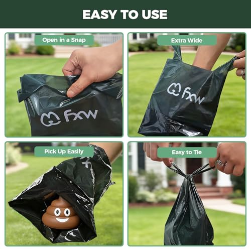 Image of FXW 2-Ply Durable Dog Poop Bags, Extra Thick Leak-Proof, 100 Count | Large 14 x 9 inch Size, Easy-Open Handle, Unscented, 50% Recycled Plastic