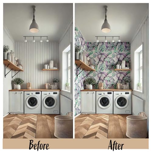 Papier peint repositionnable Monstera violet pour rénovation rapide - 4