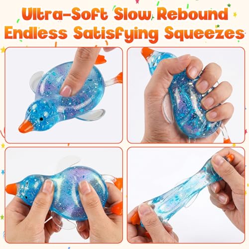 Squishy Glitter Ducks,Cute Duck Squishy Sugar Stress Ball,Animal Stress Balls,Stress Relief Sensory Toys,Slow Rise Relaxing Sensory Fidget Stress for Anxiety Relief (Blue) - Image 7