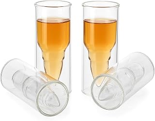 The Wine Savant 50 Caliber Bullet Shaped 3.5 oz Shot Glasses (Set of 4) Cocktail Drinking Glassware, Can Also Be Used as Shot Glass for: Beer,Wine, Coffee, Juice, Or Any Drink