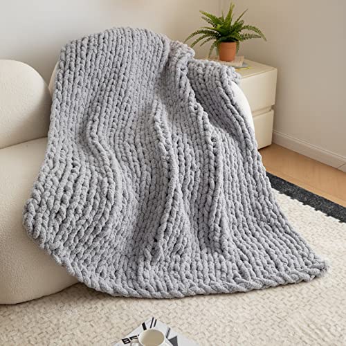 WESHIONGOO Grobstrickdecke, Überwurf, 127 x 152 cm, gestrickte Überwurfdecken für Couch, Bett, flauschig… – Ansicht 3