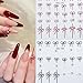 French Crystal Bows Nail Art Stickers Cute Nail Decals 3D Self-adhesive Pegatinas Uñas Gold Black White Blue Pink Bow Design Nail Stickers for Nail Art Supplies for Women Girls DIY Nail Decor 6 Sheets