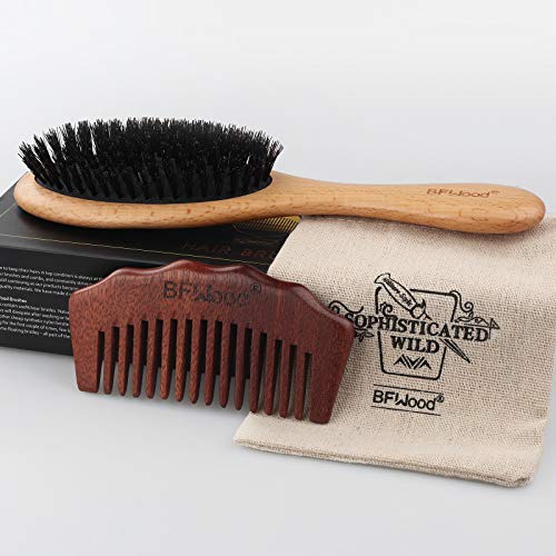 BFWood Boar Bristle Hair Brush - Pure Soft Hair Brush for Fine Thin Hair