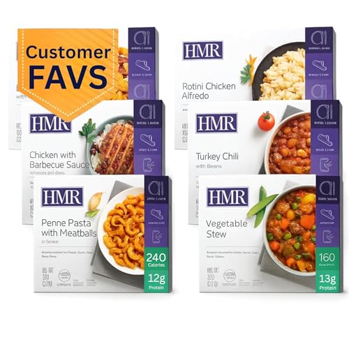 HMR Customer Favorites Entrée Pack | Ready to Eat Meals – Shelf Stable, No Refrigeration | Prepared Meals for Lunch or Dinner | 6 Premade, High-Protein, Low-Calorie | 7–8 oz Microwave-Ready