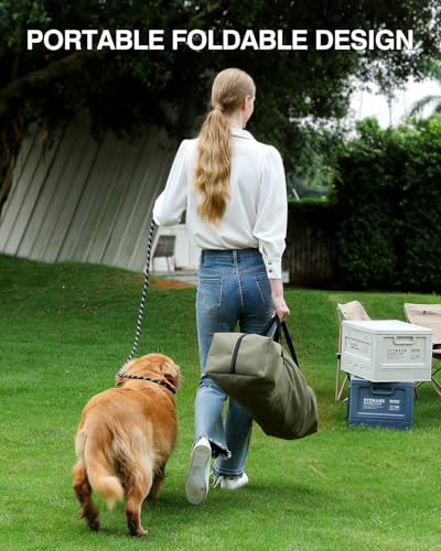Veraste Faltbare Reise-Hundebox für mittelgroße und große Hunde, 61 cm, tragbare Hundebox, 4 Türen, faltbar, weiche Hundehütte mit robusten Netzfenstern für Reisen im Innen- und Außenbereich, mit