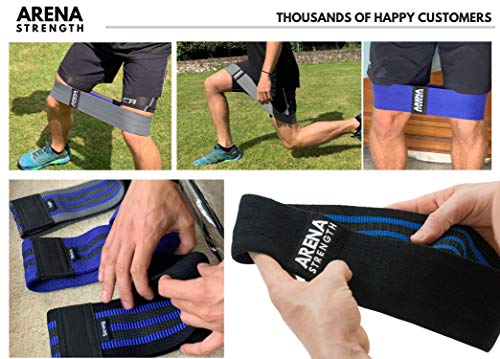 Arena Strength Fabric Glute Bands - Hip Bands For Legs And Butt (3 Pack) Hip Resistance Bands For Men | Leg Resistance Bands For Working Out Including Workout Guide & Travel Case #TOP1