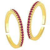 Aheli Gold Plated Rani Pink Cubic Zirconia Studded Fancy Adjustable Toe Ring Bichiya Fashion Jewelry Gift for Women