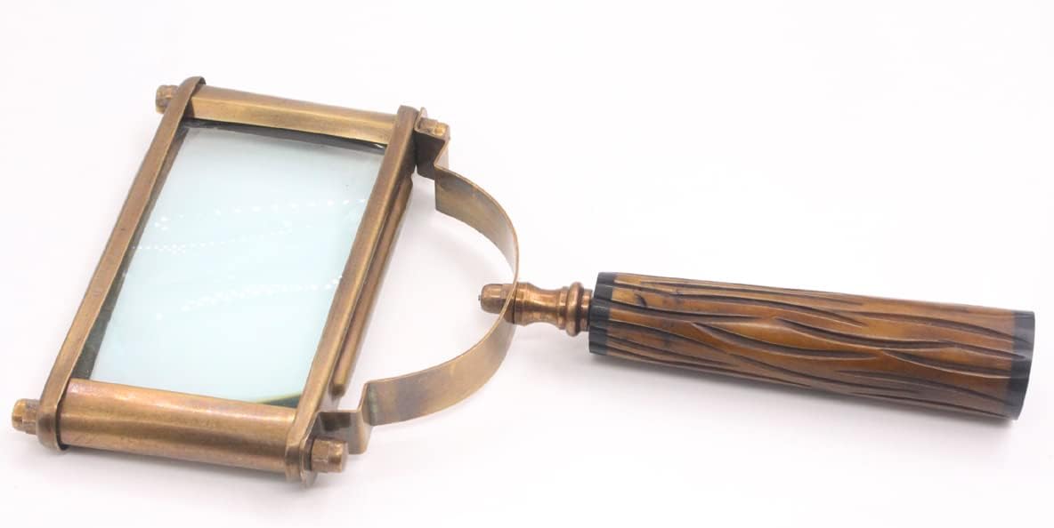 RII Magnifying Glass with Glass Bone Handle, Rectangular Handheld Magnifying Glass Lens, Antique Magnifier, Reading, Inspection, Coin/Stamp, Astrologer, Low Sight Elderly Collectible Décor Gift 4.75"