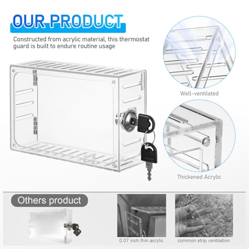 SEWACC Thermostat Lock Box With Key Clear Plastic Thermostat Cover for Wall Mounted