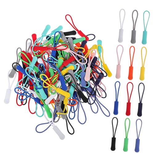 Uonlytech 120pcs Zipper Pull Replacement Tpu Zipper Extenders for and Installation Luggage Backpacks Jackets Each Vibrant Colors