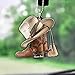 Boots and HAT Cowboy with Christmas Light - Personalized Christmas Flat CAR Ornament, Flat Acrylic Car Ornament, Cowboy Cowgirl Gift, Hanging Ornament, Horse Lover Ornament, Xmas Ornament / Gift-397